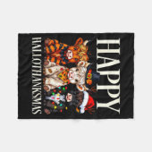 Hallothanksmas Highland Cow Halloween Thanksgiving Fleecedecke (Vorderseite (Horizontal))