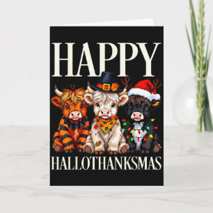Hallothanksmas Highland-Rind Halloween Erntedankfe Karte