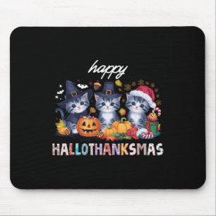 Hallothanksmas Katzenweihnachtsfeiertag Thanksgivi Mousepad