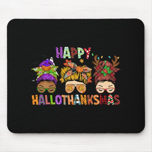 Hallothanksmas Messy Bun Halloween Erntedank Xm Mousepad (Vorne)