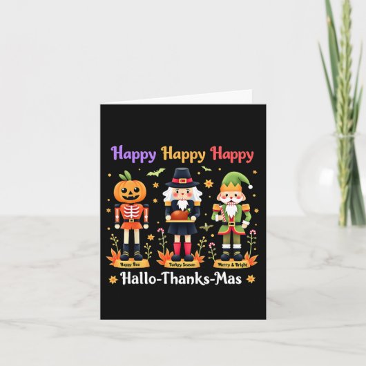 Hallothanksmas Nutcracker Squad Weihnachtsfeiertag Karte (Vorderseite)