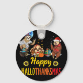 Hallothanksmas Santa Sloth Halloween Erntedank Schlüsselanhänger (Vorderseite)