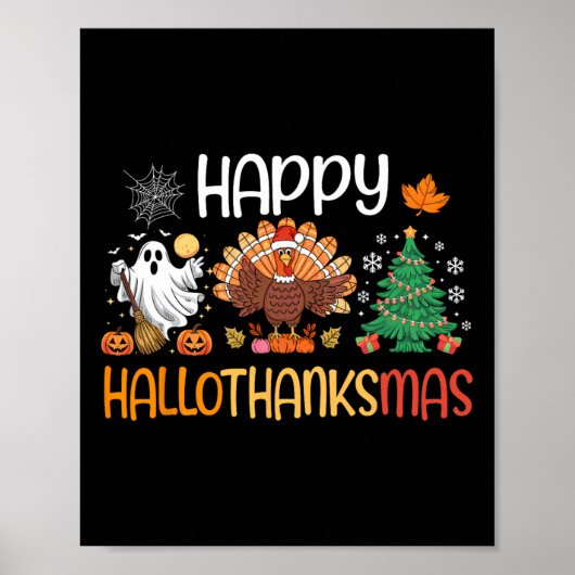 Hallothanksmas Shirt Funny Halloween Erntedank Poster (Vorne)
