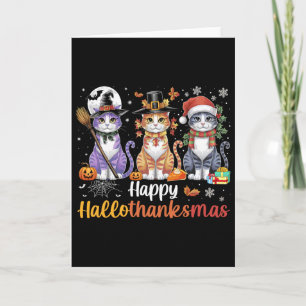 Hallothanksmas Shirt Katzen Halloween Erntedank C Karte