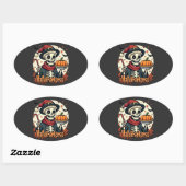 Hallothanksmas Skeleton: Pumpkin Pie & Candy Cane Ovaler Aufkleber (Blatt)