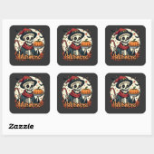 Hallothanksmas Skeleton: Pumpkin Pie & Candy Cane Quadratischer Aufkleber (Blatt)