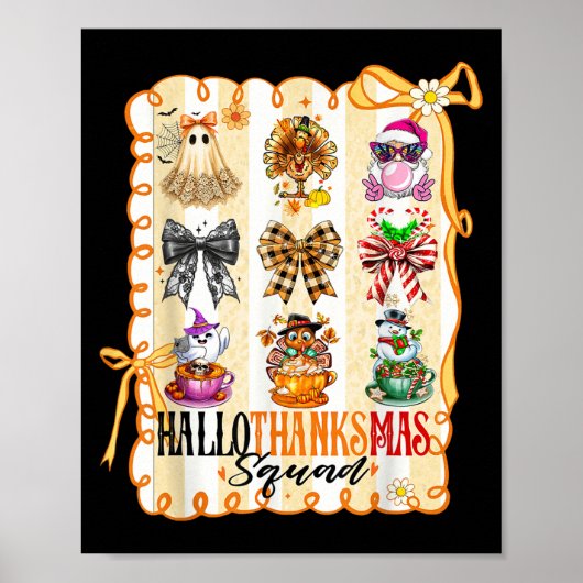 Hallothanksmas Squad Coquette Bow Halloween Thanks Poster (Vorne)