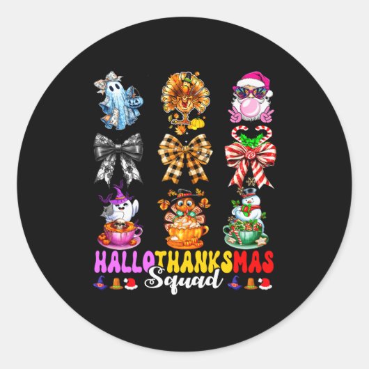 Hallothanksmas Squad Funny Halloween Thanksgiving Runder Aufkleber (Vorderseite)