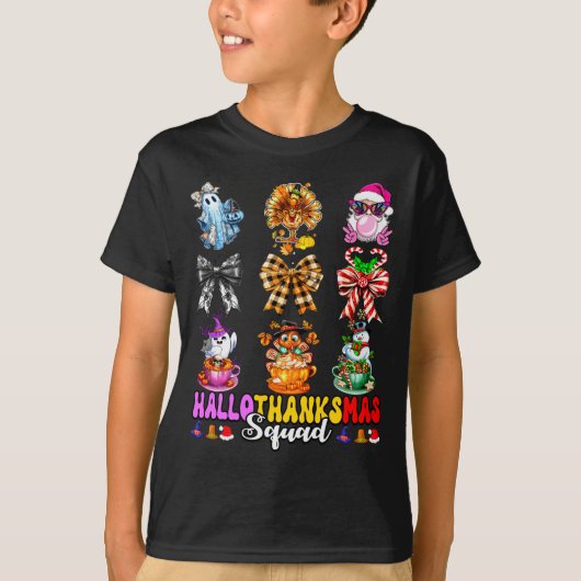 Hallothanksmas Squad Funny Halloween Thanksgiving T-Shirt (Vorderseite)