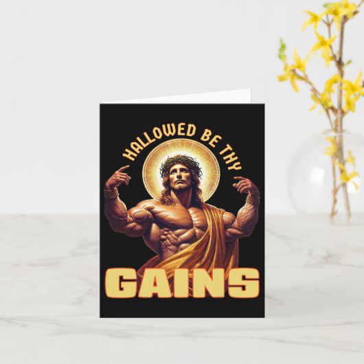 Hallow be dir Funny Gym Jesus Bodybuilding Karte (Gelbe Blume)