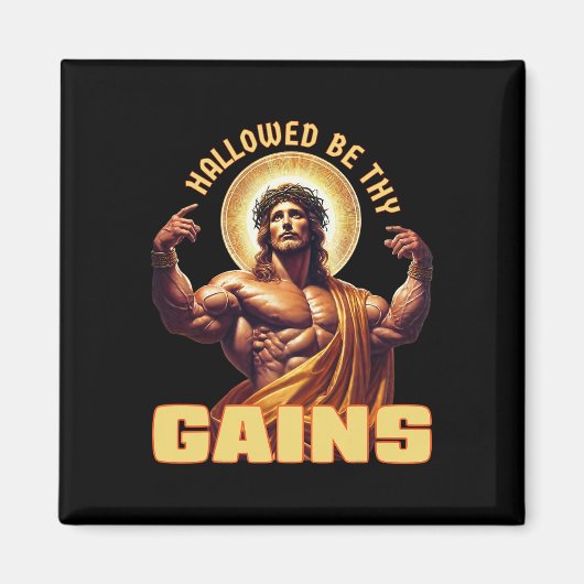 Hallow be dir Funny Gym Jesus Bodybuilding Magnet (Vorne)