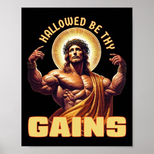 Hallow be dir Funny Gym Jesus Bodybuilding Poster (Vorne)