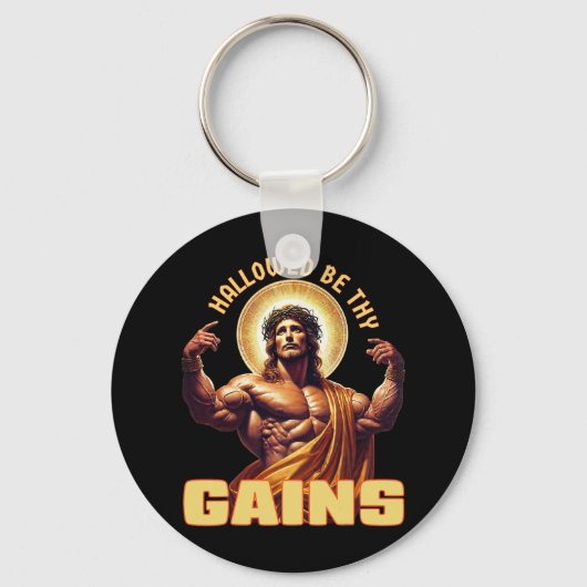 Hallow be dir Funny Gym Jesus Bodybuilding Schlüsselanhänger (Vorderseite)