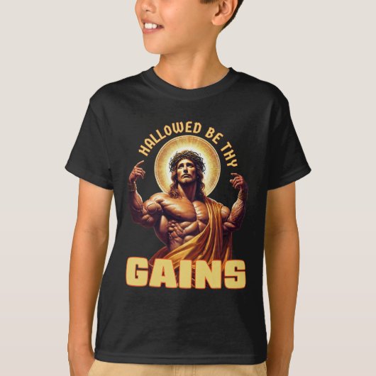 Hallow be dir Funny Gym Jesus Bodybuilding T-Shirt (Vorderseite)