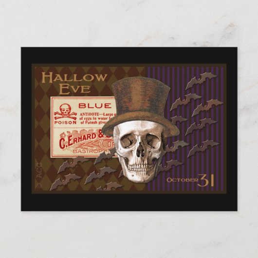 Hallow Eve Halloween Skull Postkarte (Vorderseite)
