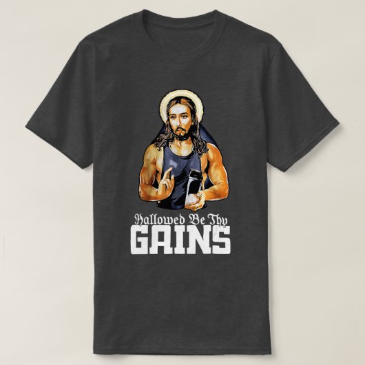 Hallow sein, warum erhält Jesus Gewicht Lifting Wo T-Shirt (Design vorne)