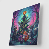 Hallow Xmas Tree Szene Quadratische Wanduhr (Winkel)
