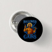 Hallowed Be Thy Gains Gym Jesus - Donner Button (Vorne & Hinten)