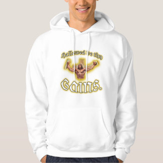 "Hallowed ist thy Gewinn-" Muskel-Jesus-WeißHoodie Hoodie