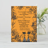 Hallowedding Cats Wedding Invitation (2M) Einladung (Stehend Vorderseite)