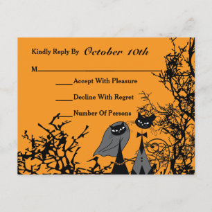 Hallowedding Cats Wedding RSVP Card Karte