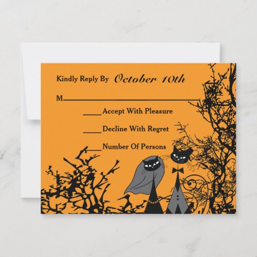 Hallowedding Cats Wedding RSVP Card Karte (Vorderseite)