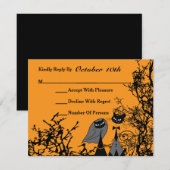 Hallowedding Cats Wedding RSVP Card Karte (Vorne/Hinten)