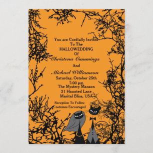 Hallowedding Katzen, die Einladung Wedding sind