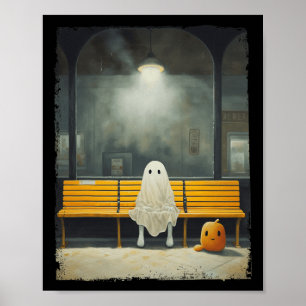 Hallowee der Vintagen Niedlich Ghost-Wart Poster