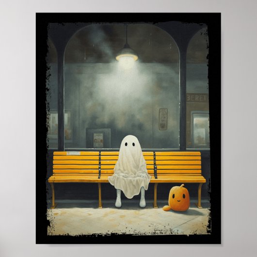 Hallowee der Vintagen Niedlich Ghost-Wart Poster (Vorne)
