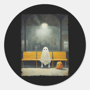 Hallowee der Vintagen Niedlich Ghost-Wart Runder Aufkleber