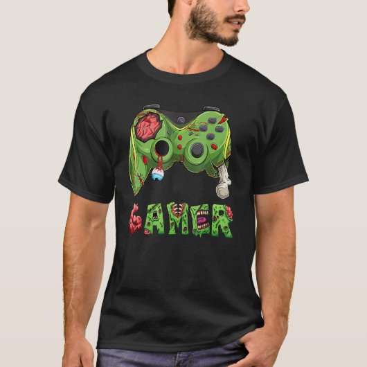 Hallowee Gamer Zombie Video Game Player Controller T-Shirt (Vorderseite)
