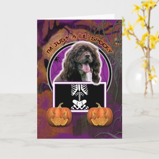 Hallowee, - gerade ein Lil gespenstisch - Cocker Karte (Gelbe Blume)