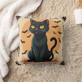 HALLOWEE SCHWARZE KATZE MIT BATTEN KISSEN