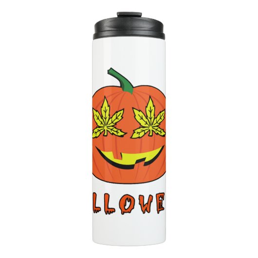 Halloweed Funny Hippie Pumpkin Halloween Thermosbecher (Vorderseite)
