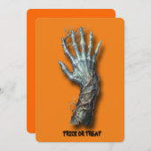 Halloweeen Creepy Spooky Zombie Hand Einladung (Vorne/Hinten)