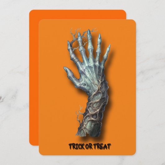 Halloweeen Creepy Spooky Zombie Hand Einladung (Vorne/Hinten)