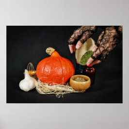 Halloweeen Hexe bereitet einen Tränke vor Poster