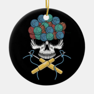 Halloweeen Skull Crochet Lover Yarn Funny Skelett Keramik Ornament
