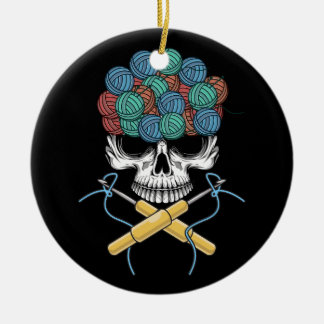 Halloweeen Skull Crochet Lover Yarn Funny Skelett Keramik Ornament