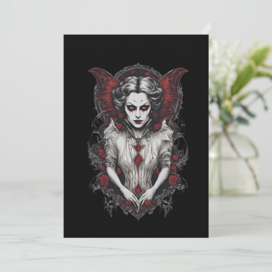 Halloween 13 Vampire, b, beängstigendes Monster, H Einladung (Stehend Vorderseite)