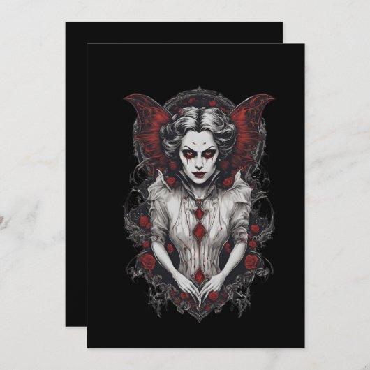 Halloween 13 Vampire, b, beängstigendes Monster, H Einladung (Vorne/Hinten)