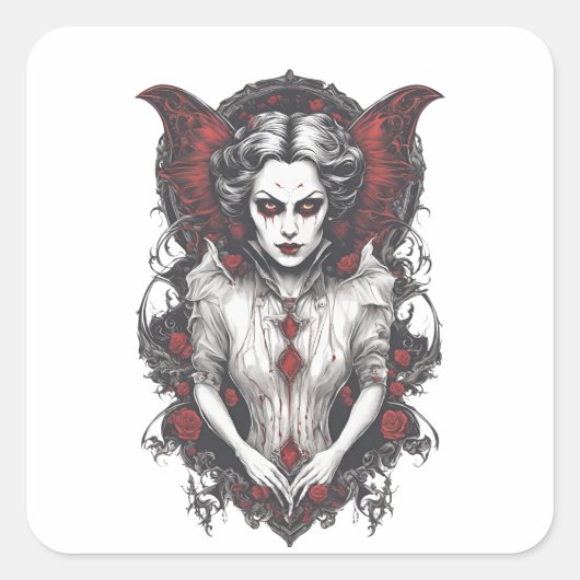 Halloween 13 Vampire, beängstigendes Monster, Quadratischer Aufkleber (Vorderseite)