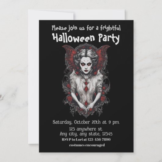 Halloween, 13 Vampire, erschreckend, beängstigend, Einladung (Vorderseite)