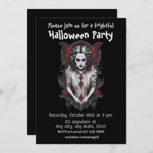 Halloween, 13 Vampire, erschreckend, beängstigend, Einladung (Vorne/Hinten)