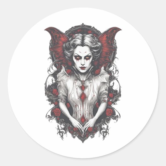 Halloween 13 Vampire, Horror, erschreckender Vampi Runder Aufkleber (Vorderseite)