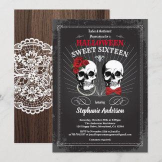 Halloween 16 . Geburtstag 16 gotische Schwarz und  Einladung