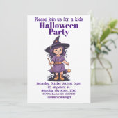 Halloween 16 Kinder, charmante Zauberin Einladung (Stehend Vorderseite)