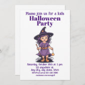 Halloween 16 Kinder, charmante Zauberin Einladung (Vorne/Hinten)