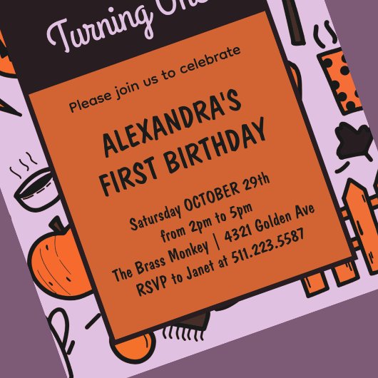 Halloween 1. Geburtstag Einladungen fallen Kürbis